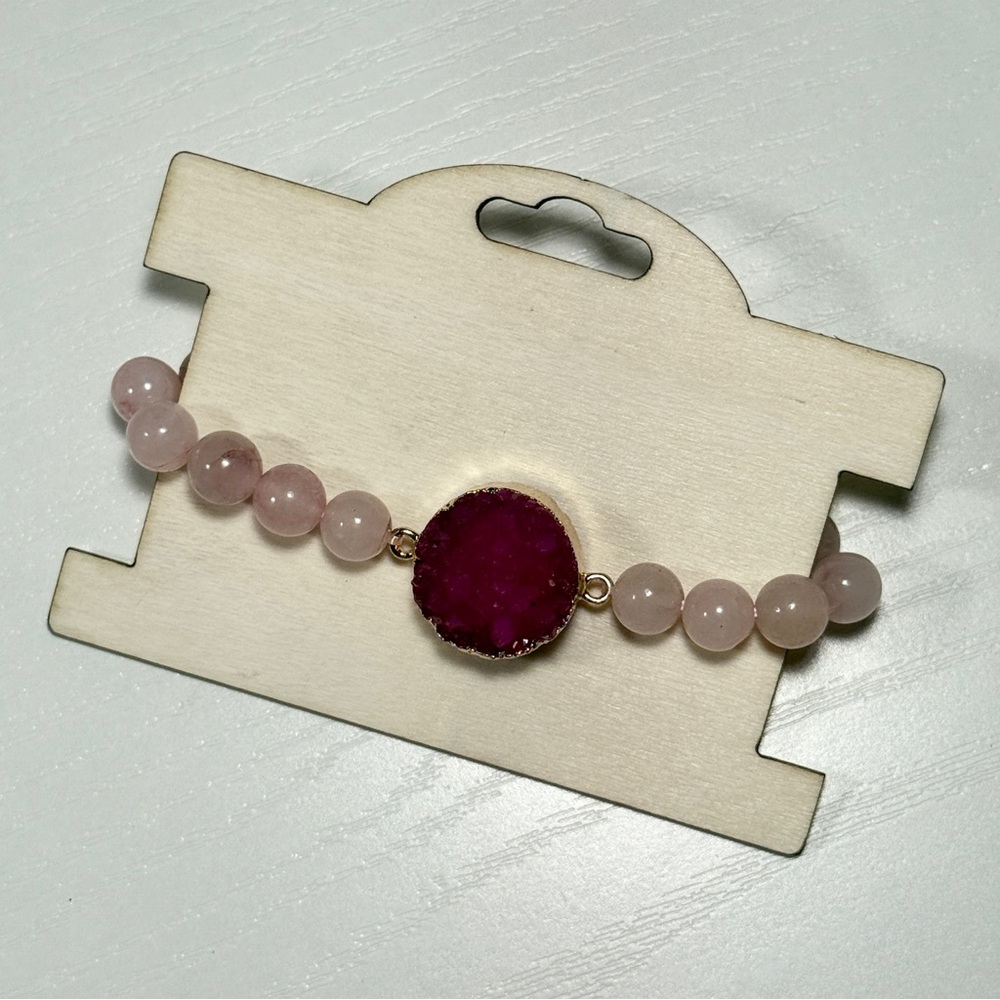 Handmade natural gemstone and seed beads bracelet